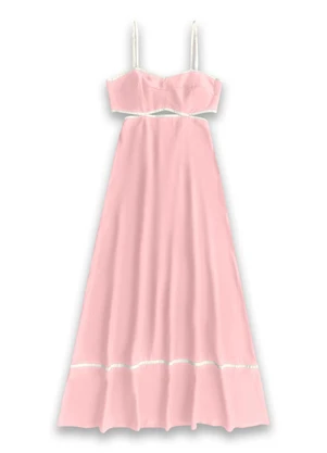 Angel - Vestido Longo Alfaiataria Rosa - ANGEL