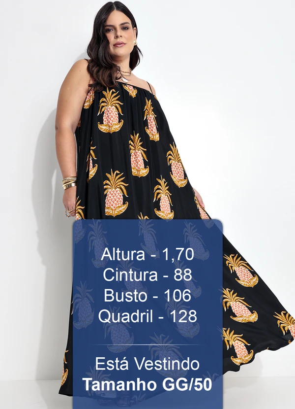 Farm - Vestido Longo Amalfi Abacaxi Preto 11