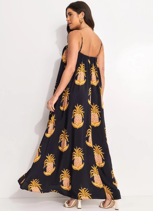 Farm - Vestido Longo Amalfi Abacaxi Preto 9