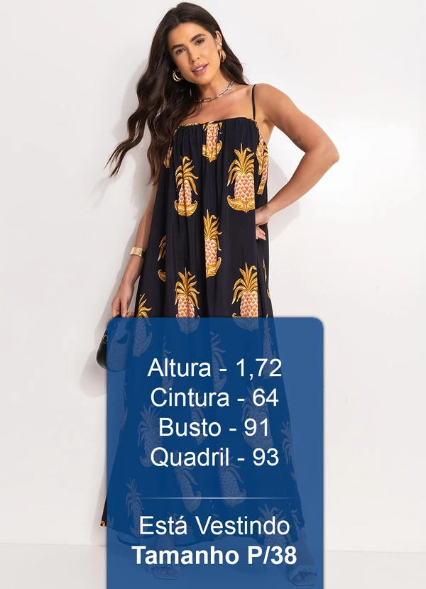 Farm - Vestido Longo Amalfi Abacaxi Preto 6