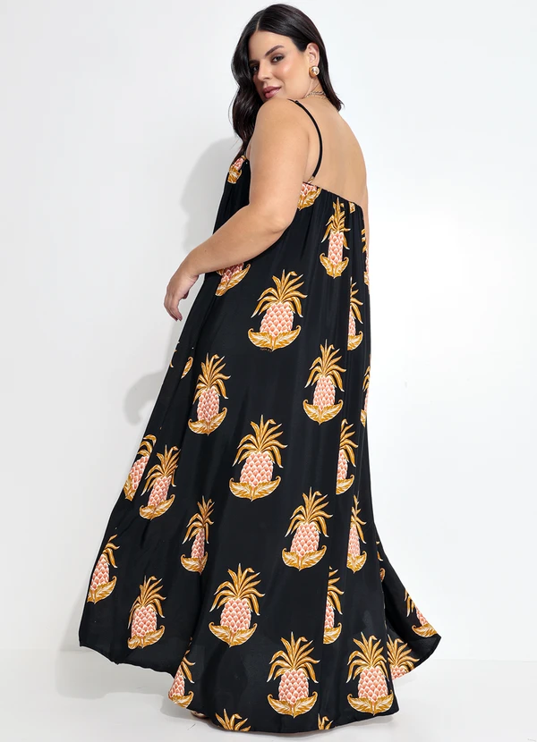 Farm - Vestido Longo Amalfi Abacaxi Preto 3