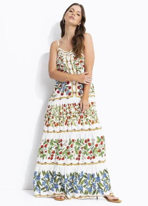 Farm - Vestido Longo Amor de Fruta Off White - FARM
