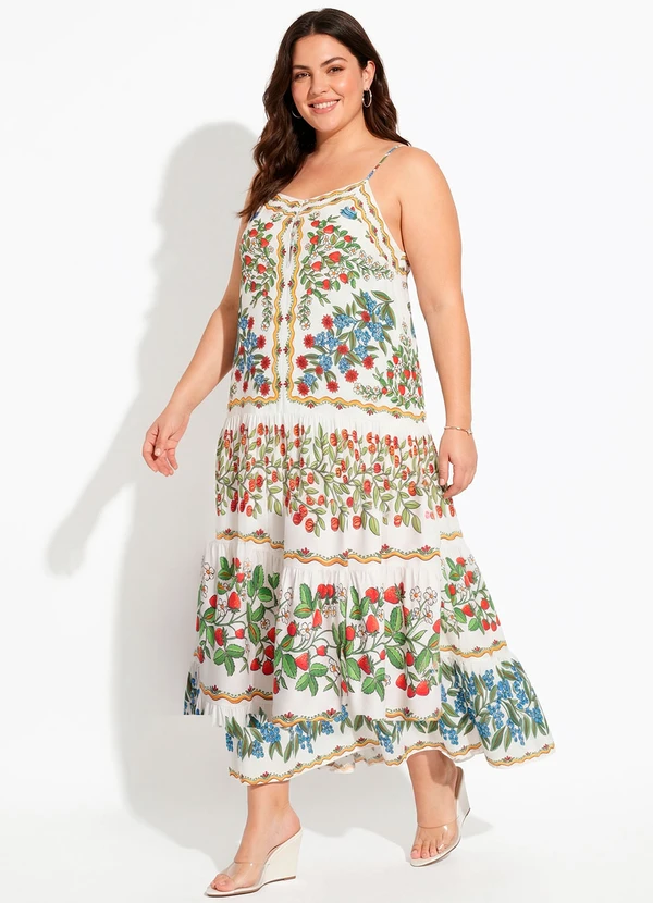 Farm - Vestido Longo Amor de Fruta Off White