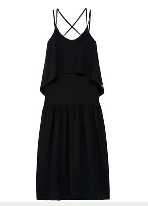 Enfim - Vestido Longo Amplo em Viscose Preto - ENFIM