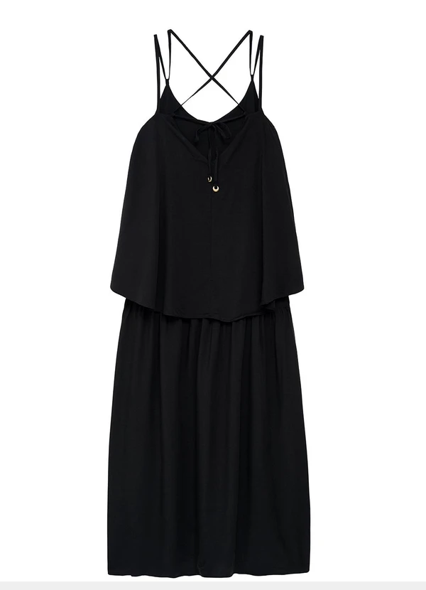 Enfim - Vestido Longo Amplo em Viscose Preto 2