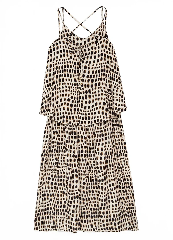 Enfim - Vestido Longo Animal Print em Viscose Off White 2