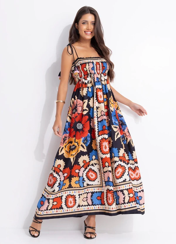 Farm - Vestido Longo Antuerpia Lenço Preto 3