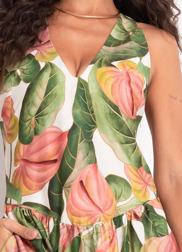 Farm - Vestido Longo Anturio Corrido Bege 4