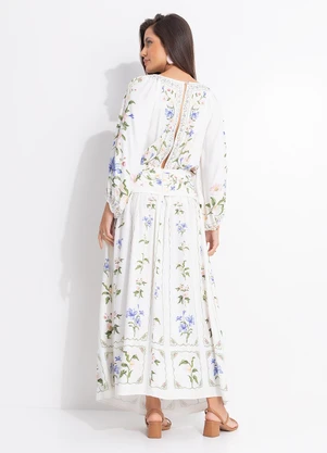 Farm - Vestido Longo Aquaflora Off White - FARM