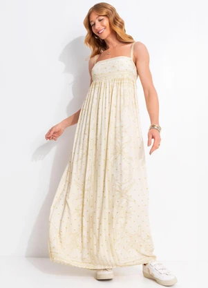 Farm - Vestido Longo Aventureiro Bege - FARM