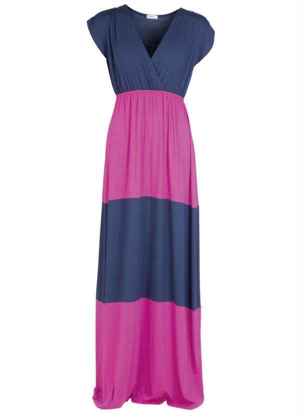 bonprix - Vestido Longo Azul/Rosa 2