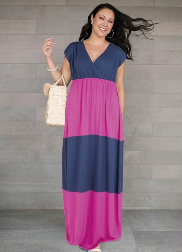 bonprix - Vestido Longo Azul/Rosa 3