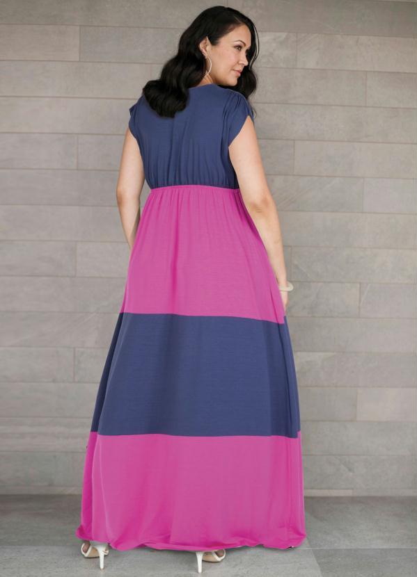 bonprix - Vestido Longo Azul/Rosa 4