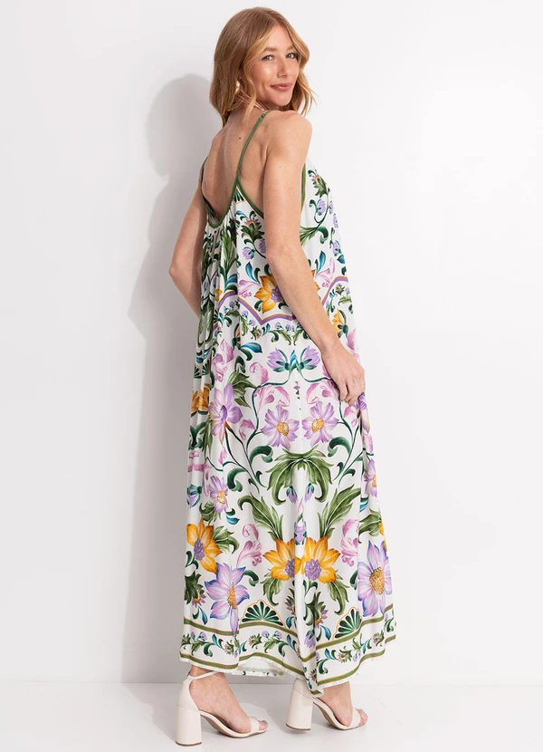 Farm - Vestido Longo Azulejaria Bege 2