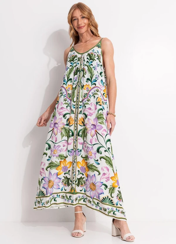 Farm - Vestido Longo Azulejaria Bege 5