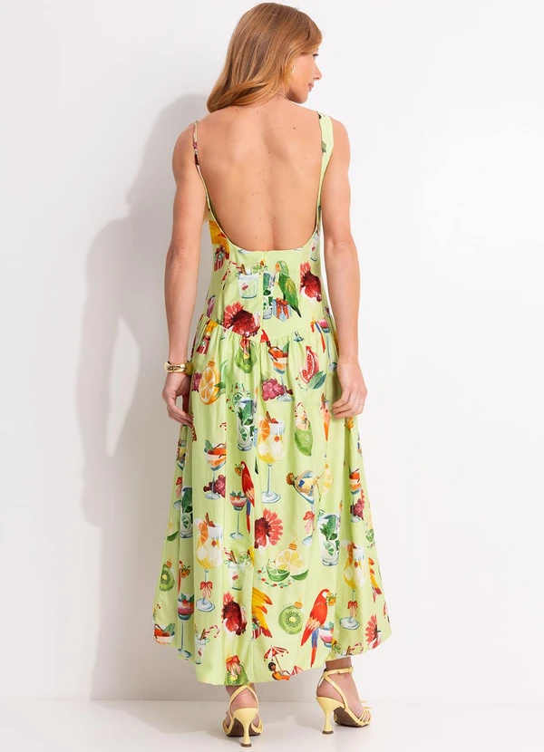 Farm - Vestido Longo Balonê Coquetel Verde 2