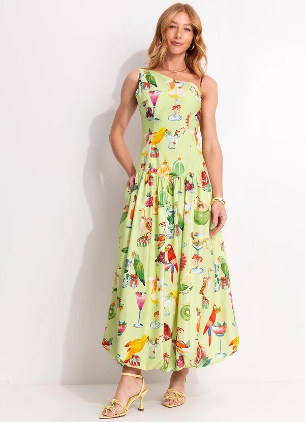 Farm - Vestido Longo Balonê Coquetel Verde 4