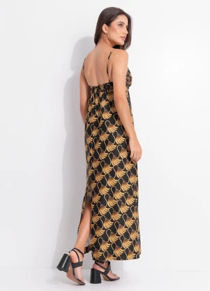 Farm - Vestido Longo Banana Tassel Mini Preto - FARM