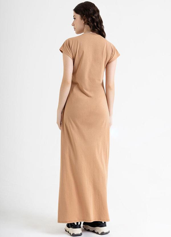 Just Basic - Vestido Longo Básico em Meia Malha Marrom 2