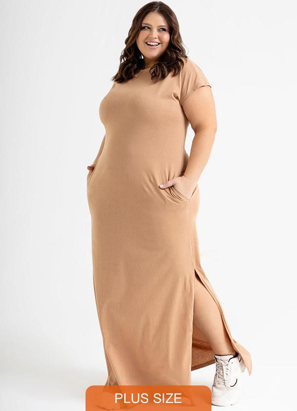 Just Basic - Vestido Longo Básico em Meia Malha Marrom 3