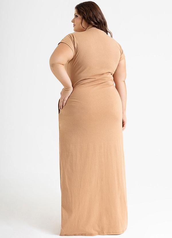 Just Basic - Vestido Longo Básico em Meia Malha Marrom 4