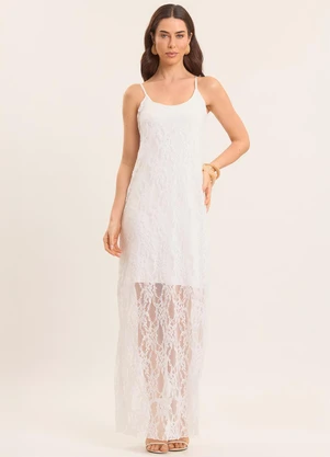 Doce Trama - Vestido Longo Boho em Renda Branco - DOCE TRAMA