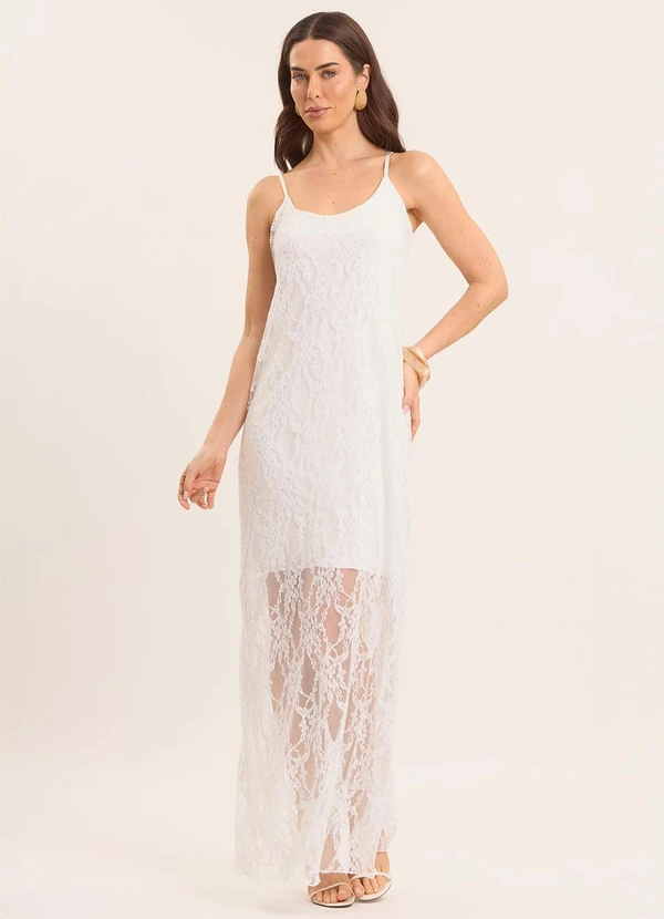 Doce Trama - Vestido Longo Boho em Renda Branco 3