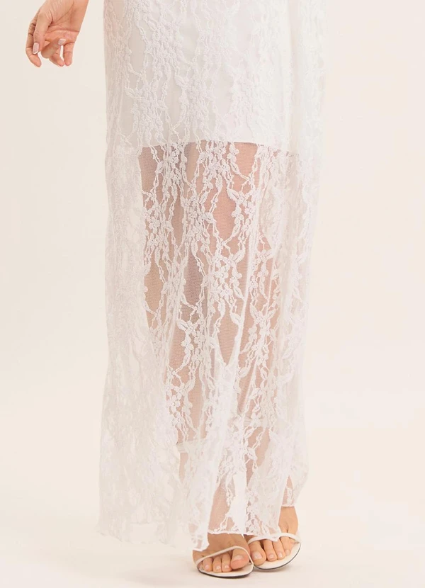 Doce Trama - Vestido Longo Boho em Renda Branco 5