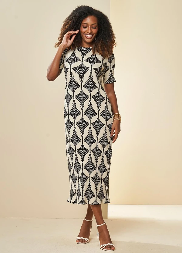 Doce Trama - Vestido Longo Boho em Ribana Estampada Estampado 3