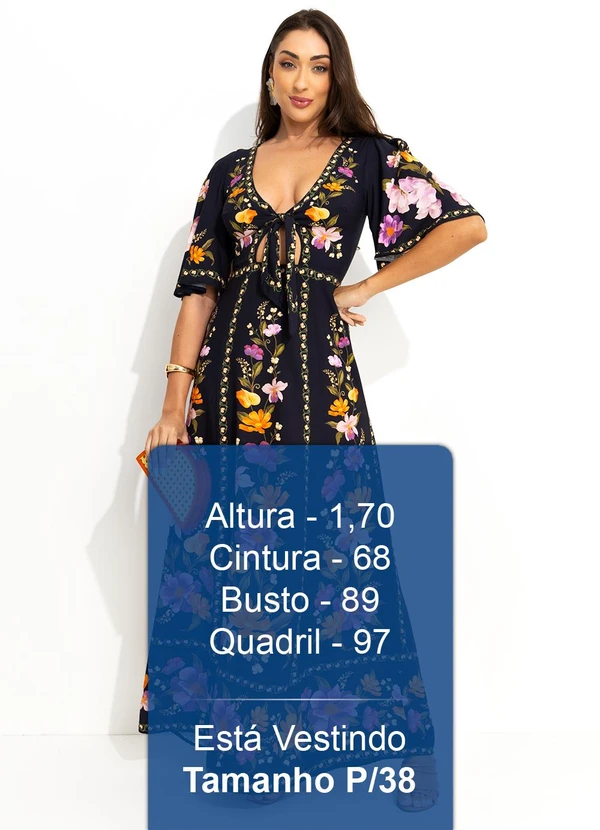 Farm - Vestido Longo Borboleta em Flor Preto 5