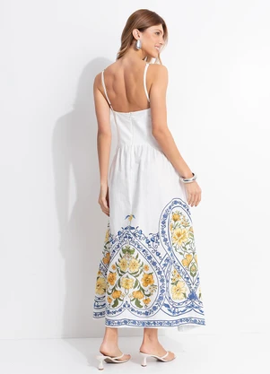 Farm - Vestido Longo Bordado Romance Boho Off White - FARM