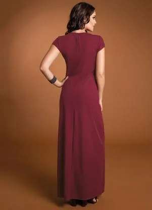 Moda Pop - Vestido Longo Bordô - MODA POP