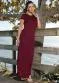 Moda Pop - Vestido Longo Marinho com Manga Curta - variação: Bordô