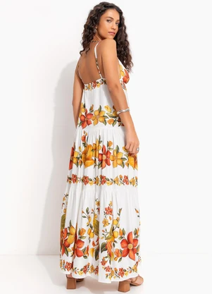 Farm - Vestido Longo Bosque Chic Off White - FARM