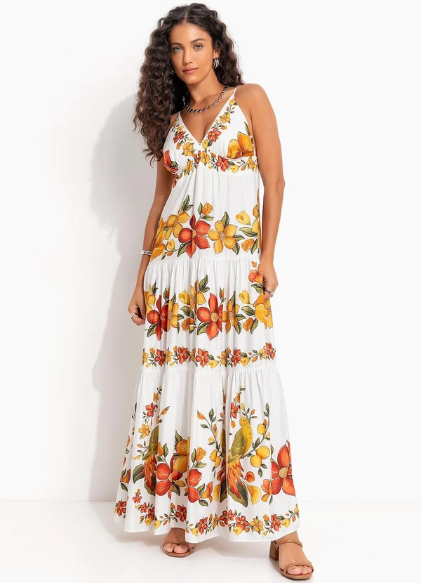 Farm - Vestido Longo Bosque Chic Off White