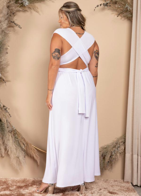 Quintess - Vestido Longo Branco Frente Única com Amarração 5