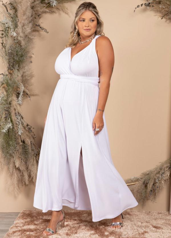 Quintess - Vestido Longo Branco Frente Única com Amarração 4