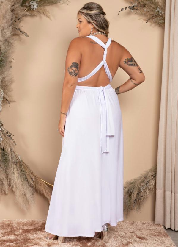 Quintess - Vestido Longo Branco Frente Única com Amarração 3