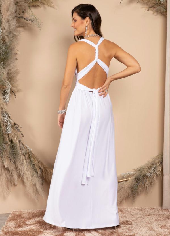 Quintess - Vestido Longo Branco Frente Única com Amarração 9