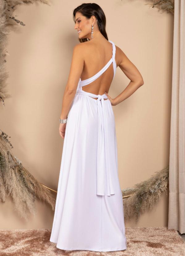 Quintess - Vestido Longo Branco Frente Única com Amarração 7