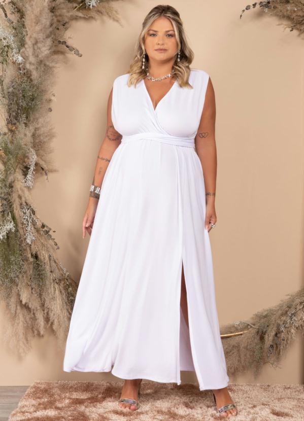 Quintess - Vestido Longo Branco Frente Única com Amarração 6