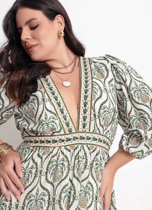 Farm - Vestido Longo Brilho de Abacaxi Off White 13