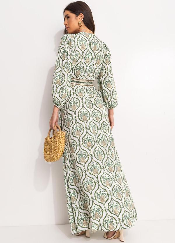 Farm - Vestido Longo Brilho de Abacaxi Off White 2