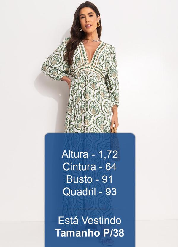 Farm - Vestido Longo Brilho de Abacaxi Off White 6