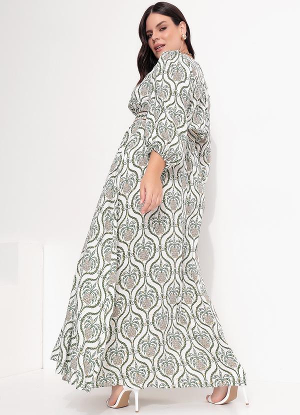 Farm - Vestido Longo Brilho de Abacaxi Off White 9