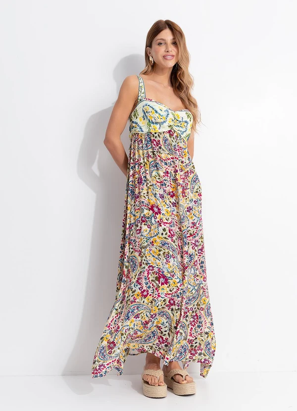 Farm - Vestido Longo Brisa de Flor Amarelo