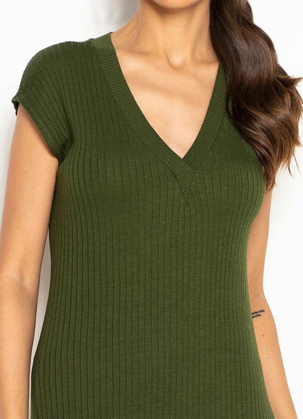 Maria Filó - Vestido Longo Canelado Mix de Listras Verde 3