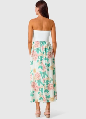 Malwee - Vestido Longo Canelado Off White - MALWEE