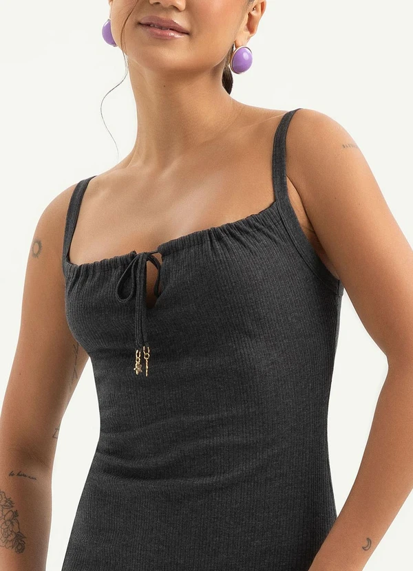 Cativa - Vestido Longo Canelado Preto 3