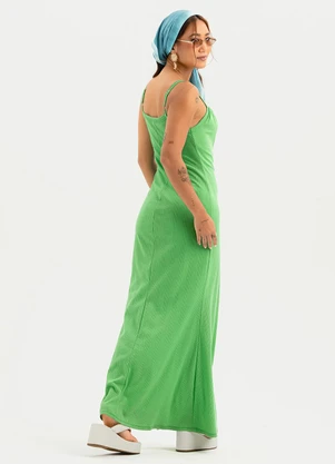Cativa - Vestido Longo Canelado Verde - CATIVA